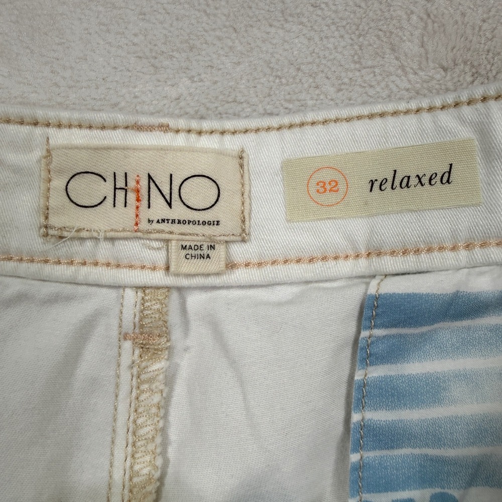 Anthropologie Chino Relaxed White Cotton Blend Shorts Womens Size 32 - Picture 2 of 6